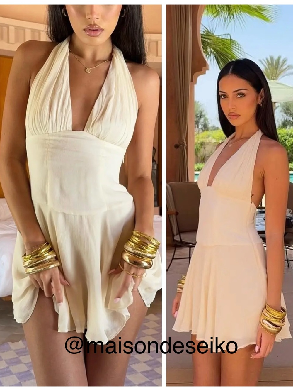NWT Loba Mini Dress Ivory White Chiffon Halter Audrey size S